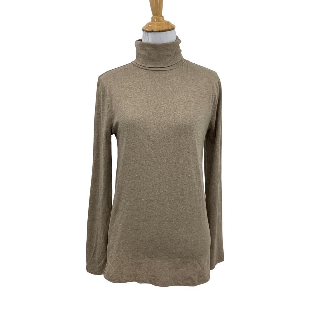 J Crew Top Women Extra Small Cobblestone Tissue Turtleneck Cotton Blend Pullover